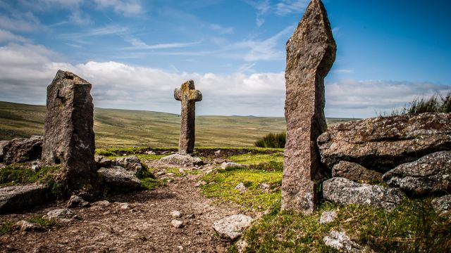 Overlooking Fox Tor Mire Mount Misery Stone Cross on Dartmoor