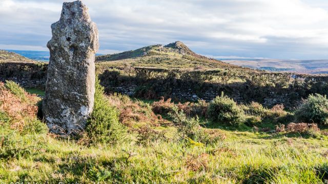 Sharp Tor in the background Ouldsbrum Stone Cross, Dartmoor