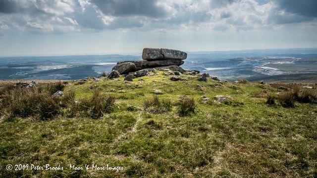 Lee Mill Clay works in the background Shell Top Tor with Lee Mill Clay works in the background, Dartmoor